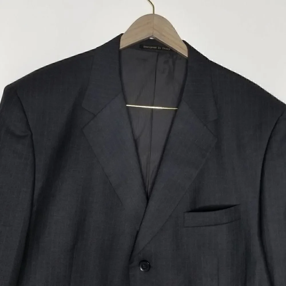 Vinci Pinstripe Button Front Suit Jacket Black XL